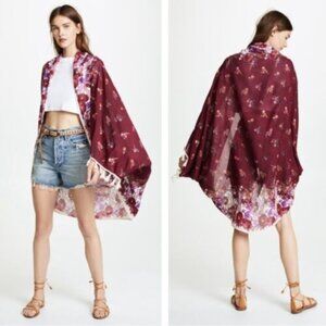 NWT Intimately Free People Bali Wrapped In Blooms Red Floral Kimono One Size